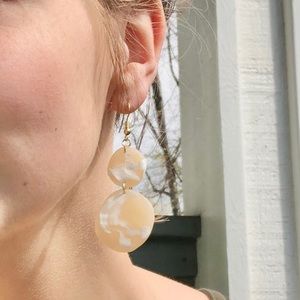 Translucent white marble earrings